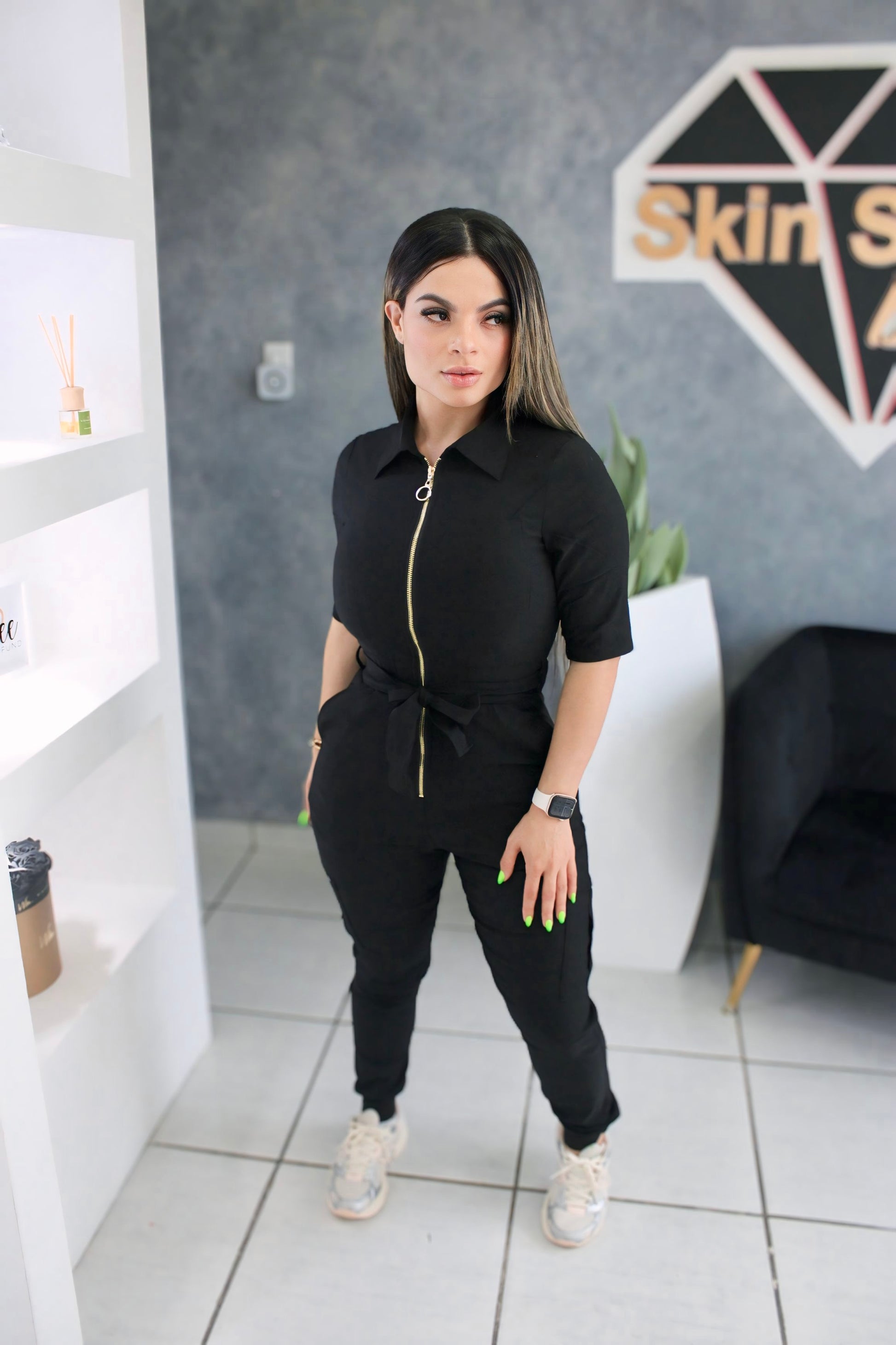 Enterizo Gold Zipper Stretch 3/4