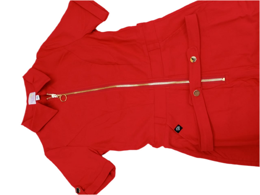 Stretch Red Zipper Gold