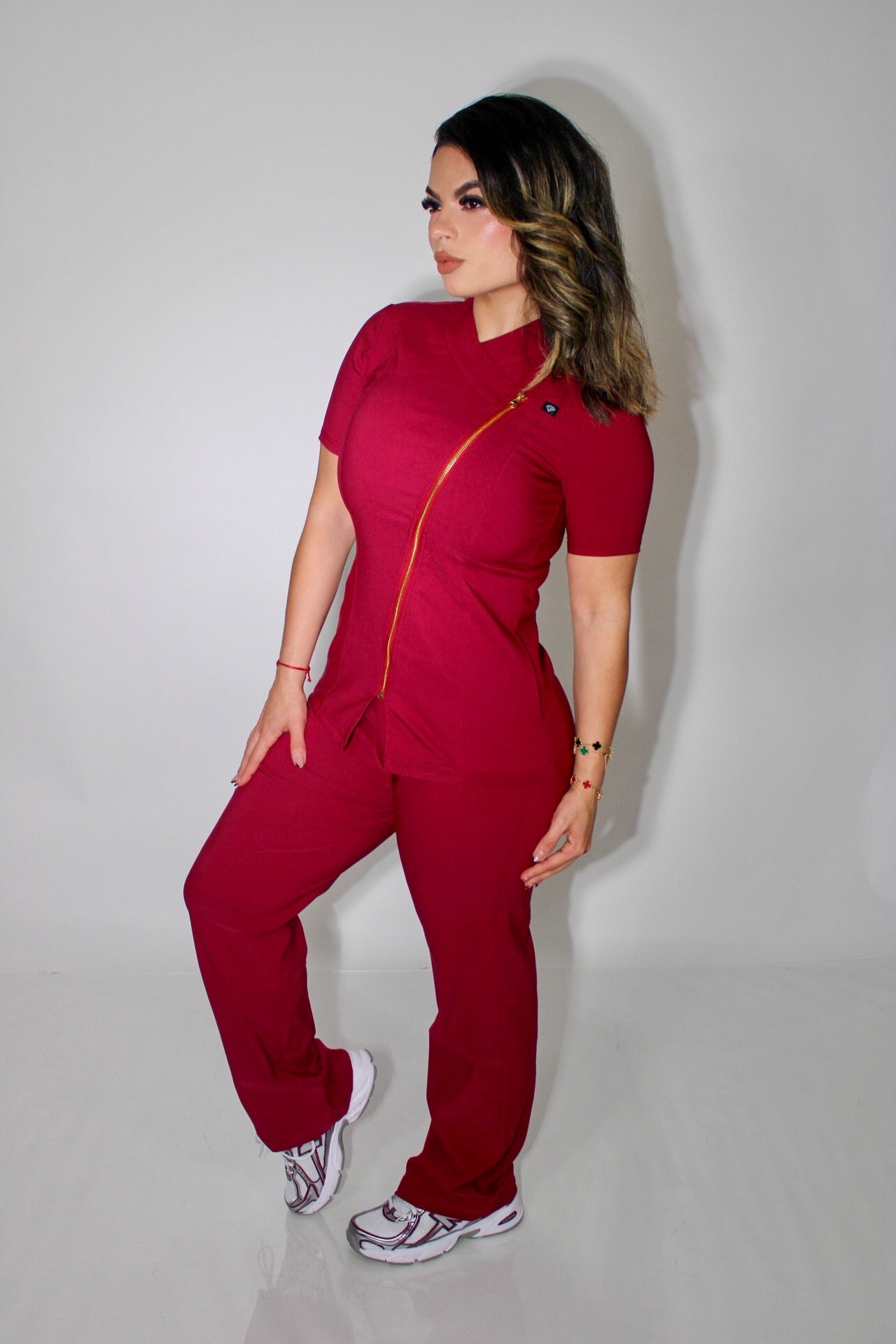 Lab Set Stretch Burgundy Wide Leg
